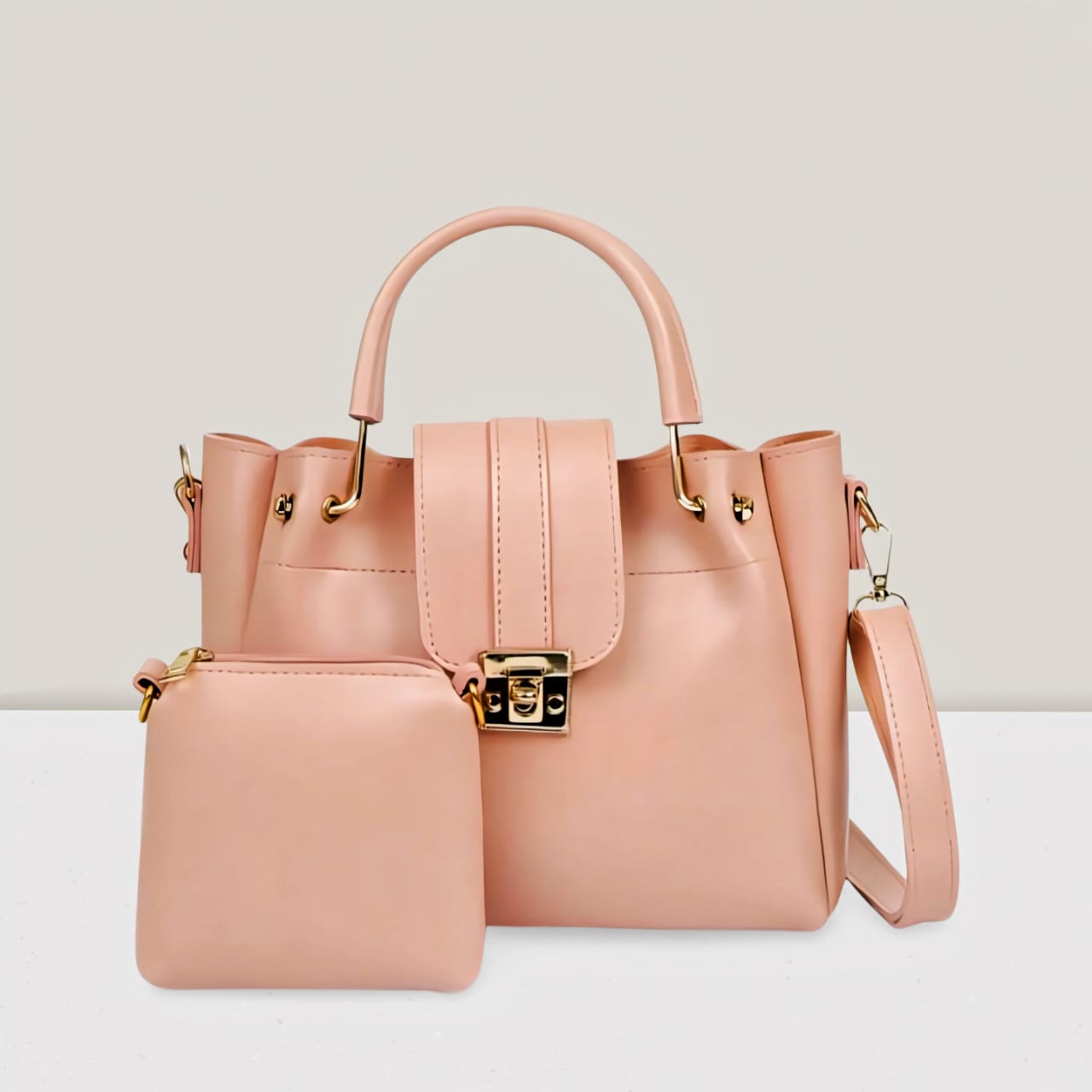 Elegant Pink 2-Piece Women's Handbag Set